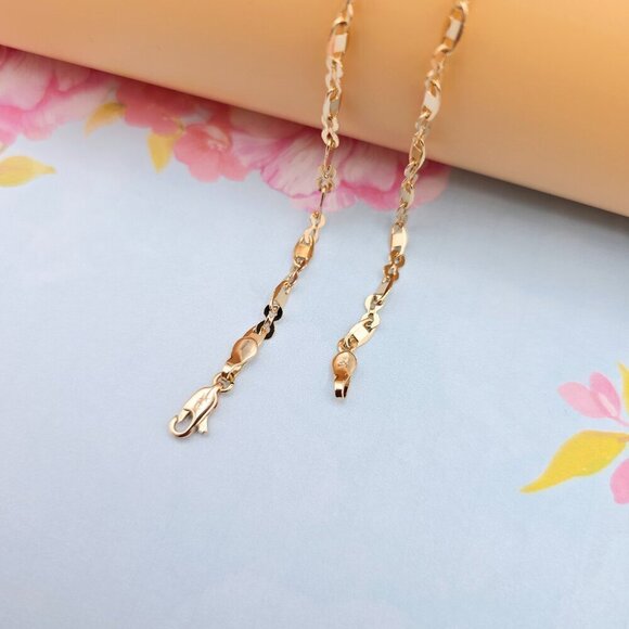 "Delicate Rose Gold Link Chain Necklace for Women, 17.7 Inch Length, XPNL0078 - Picture 11 of 12